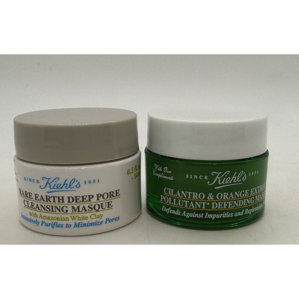LOT OF 2 Kiehl's Cilantro & Orange Extract & Rate Earth Masque 0.5FLOZ/14ML EACH